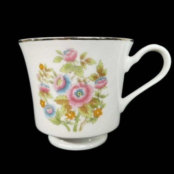 Floral Bouquet Fine China Of Japan Coffee Tea Cup Set of 3 Pink and Blue Flowers - Picture 11 of 12